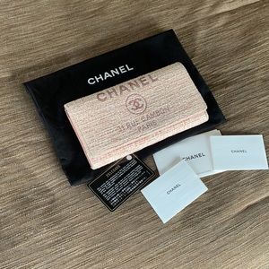 CHANEL Deauville Canvas Long Wallet